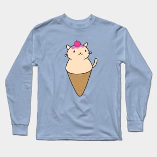 Cute Ice Cream Cat T-Shirt Long Sleeve T-Shirt